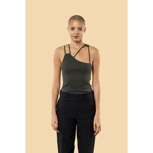 K.NGSLEY Dark Olive "FIST" Ribbed Tank op NWT size SMALL